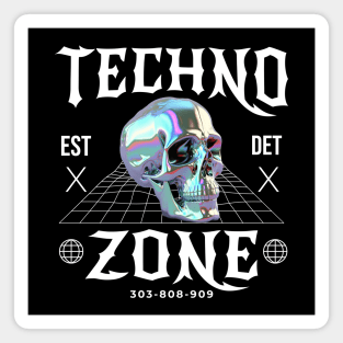 TECHNO - Techno Zone Skull (White) Magnet